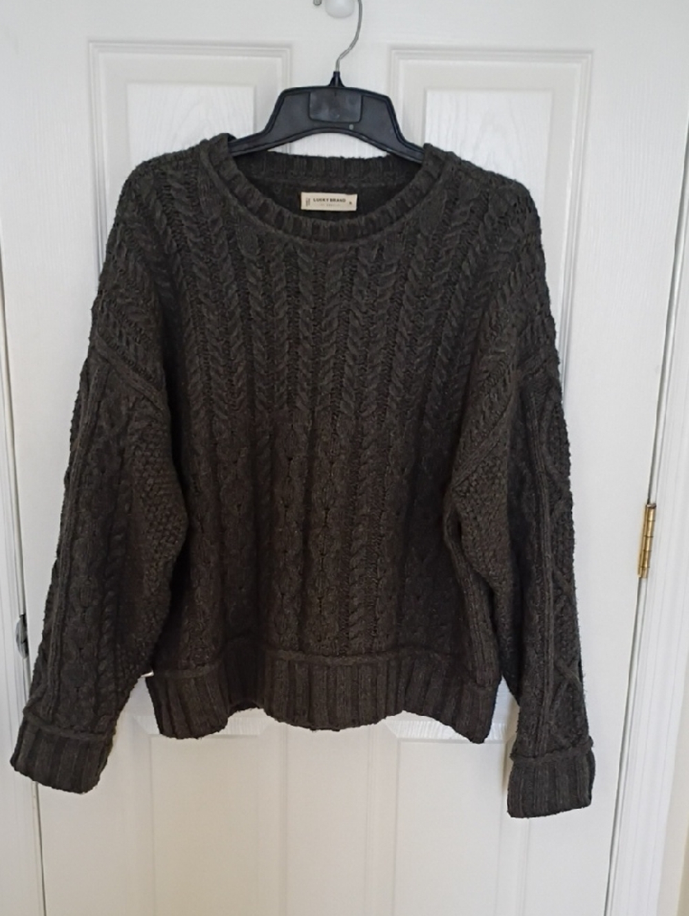 Lucky Brand Chunky Cable Knit Crew Neck Sweater, XL